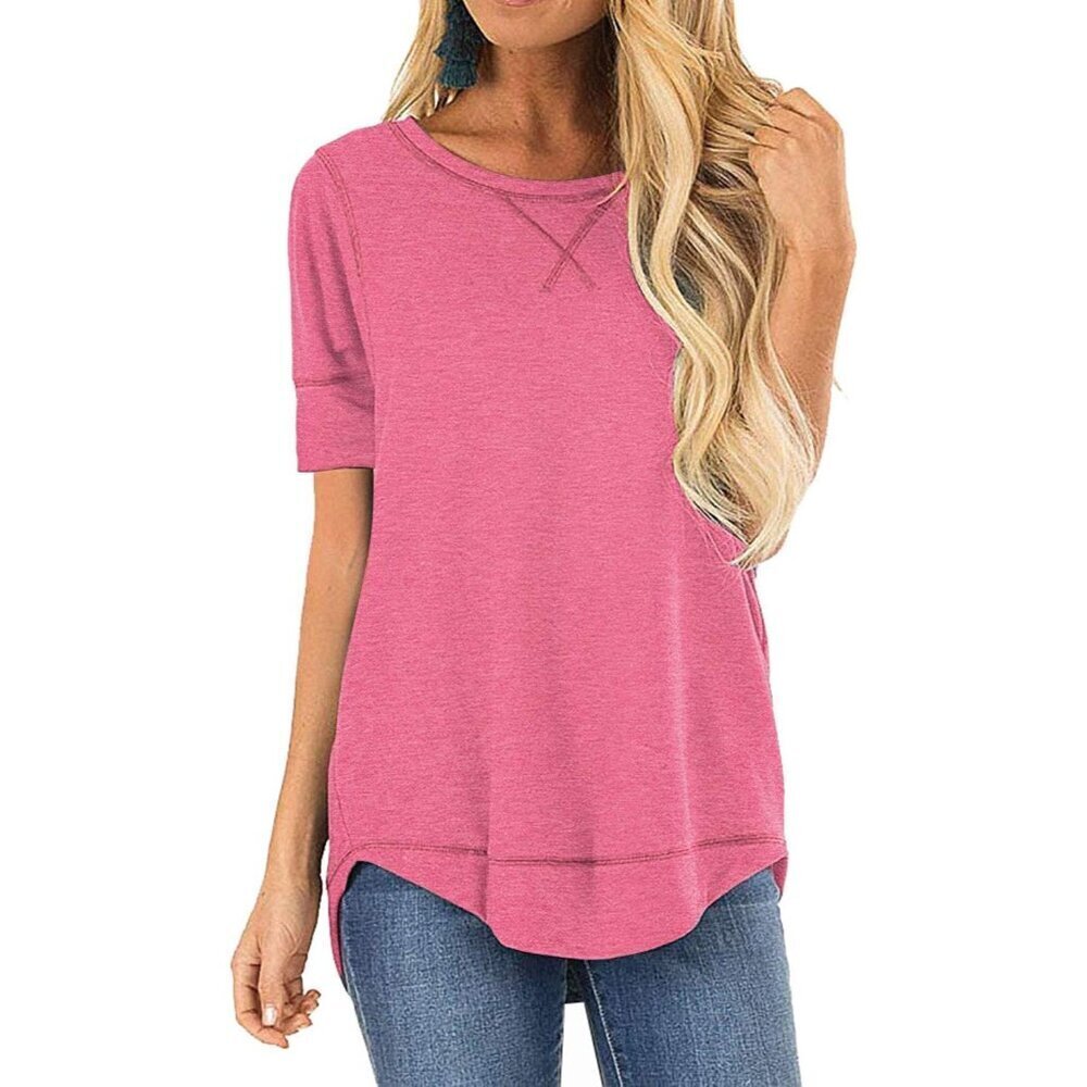 Women’s Summer Tops Rayon Blend Short Sleeve Casual Tunic Top